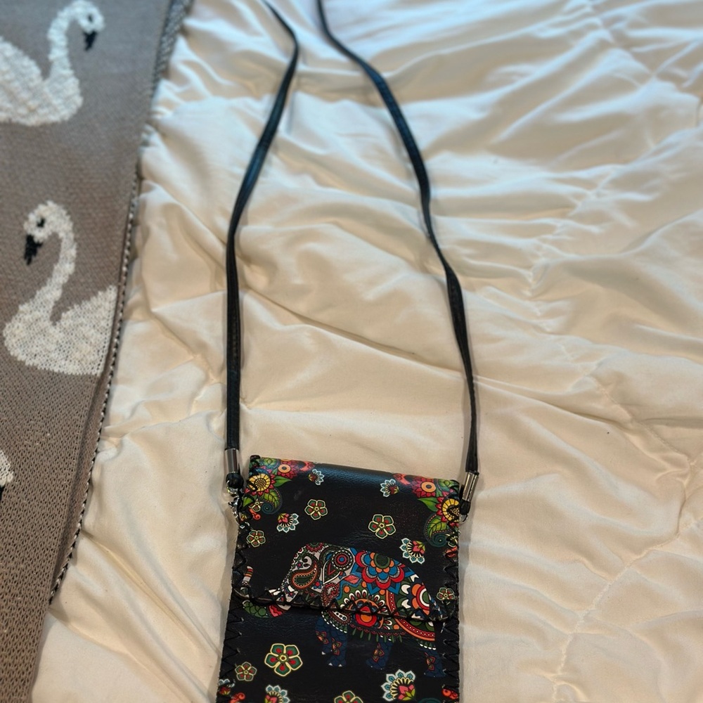 Colorful ElephantFaux Leather Patterned Crossbody Bag